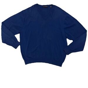 Greg Norman‎ Golf Sweater Mens XL Navy Blue V-Neck Natural Cotton Knit Pullover